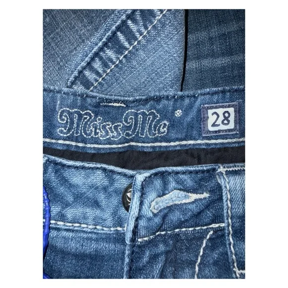 Miss Me - JE5330B4R Embellished Wing Pocket Bootcut Jeans - Light Wash - Size 28 - Picture 5 of 10